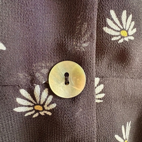 Aritzia Wilfred New Button Front Dress Size 4 Daisies Black White Floral - Picture 9 of 13